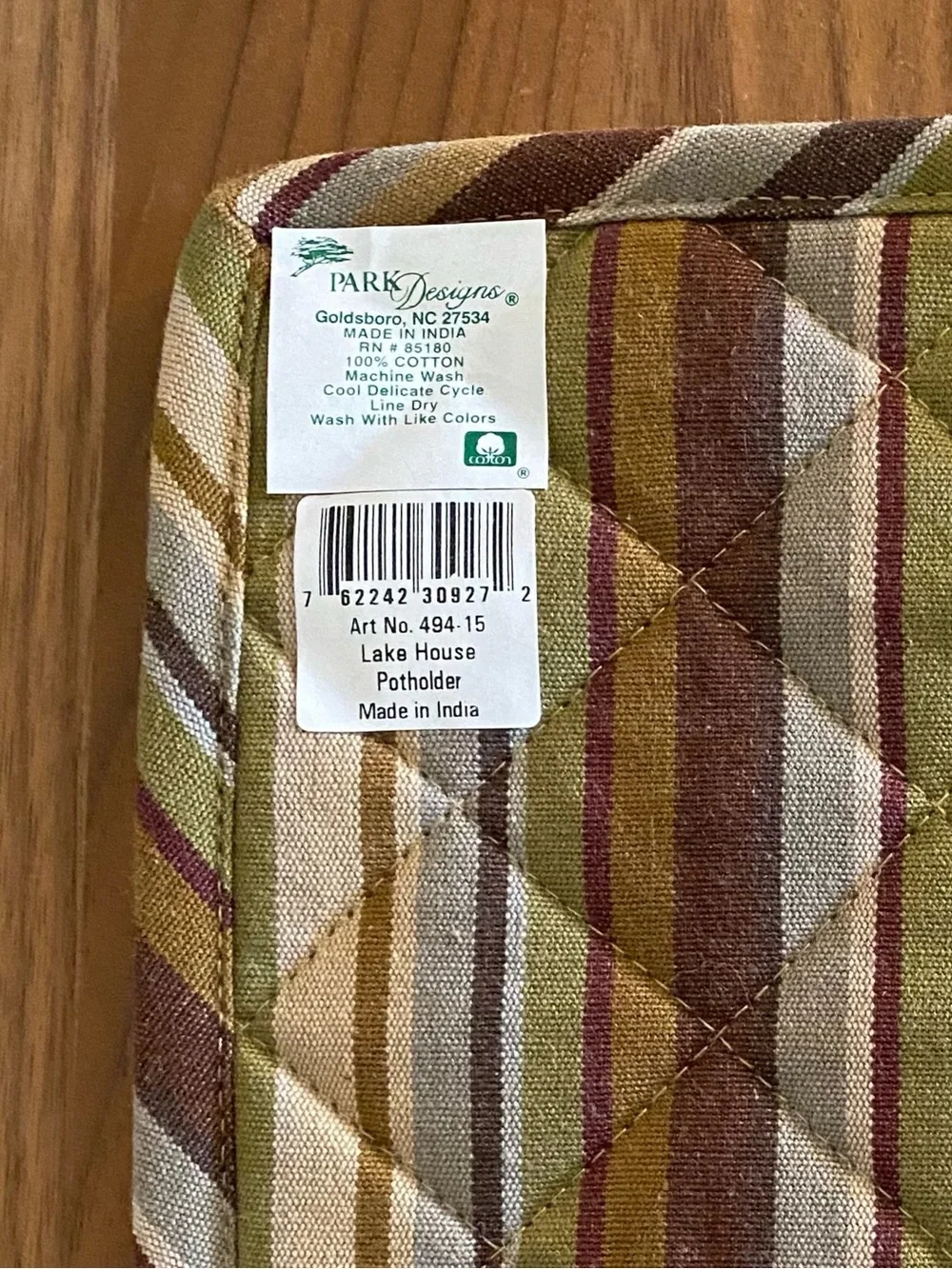 New Park Designs 2 Set Striped Quilted Cotton  Pot Holders  Lake House MCM